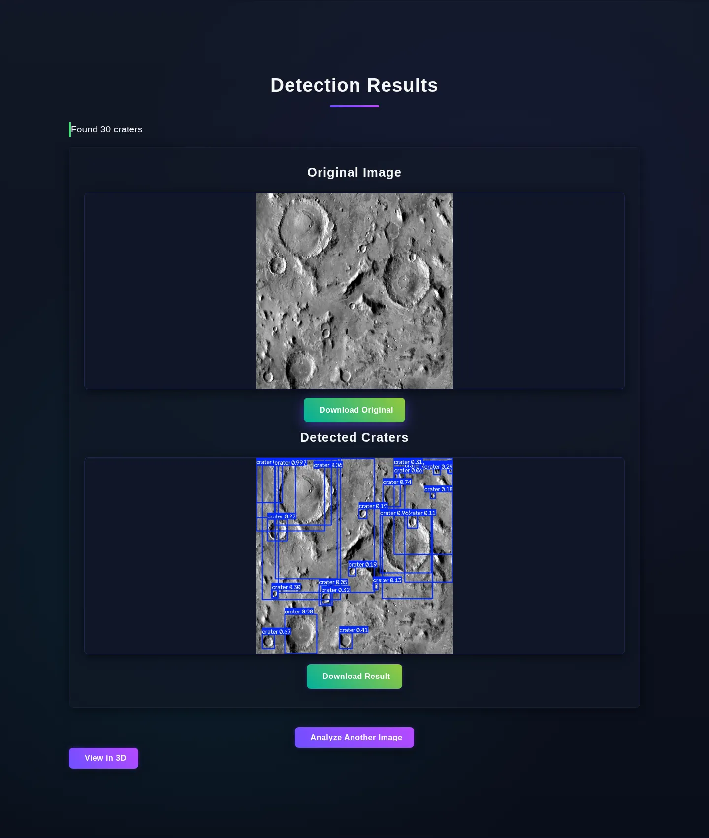Detection results with bounding boxes